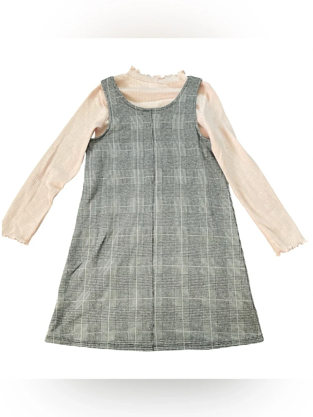 Jumping Beans mock neck top and plaid dress